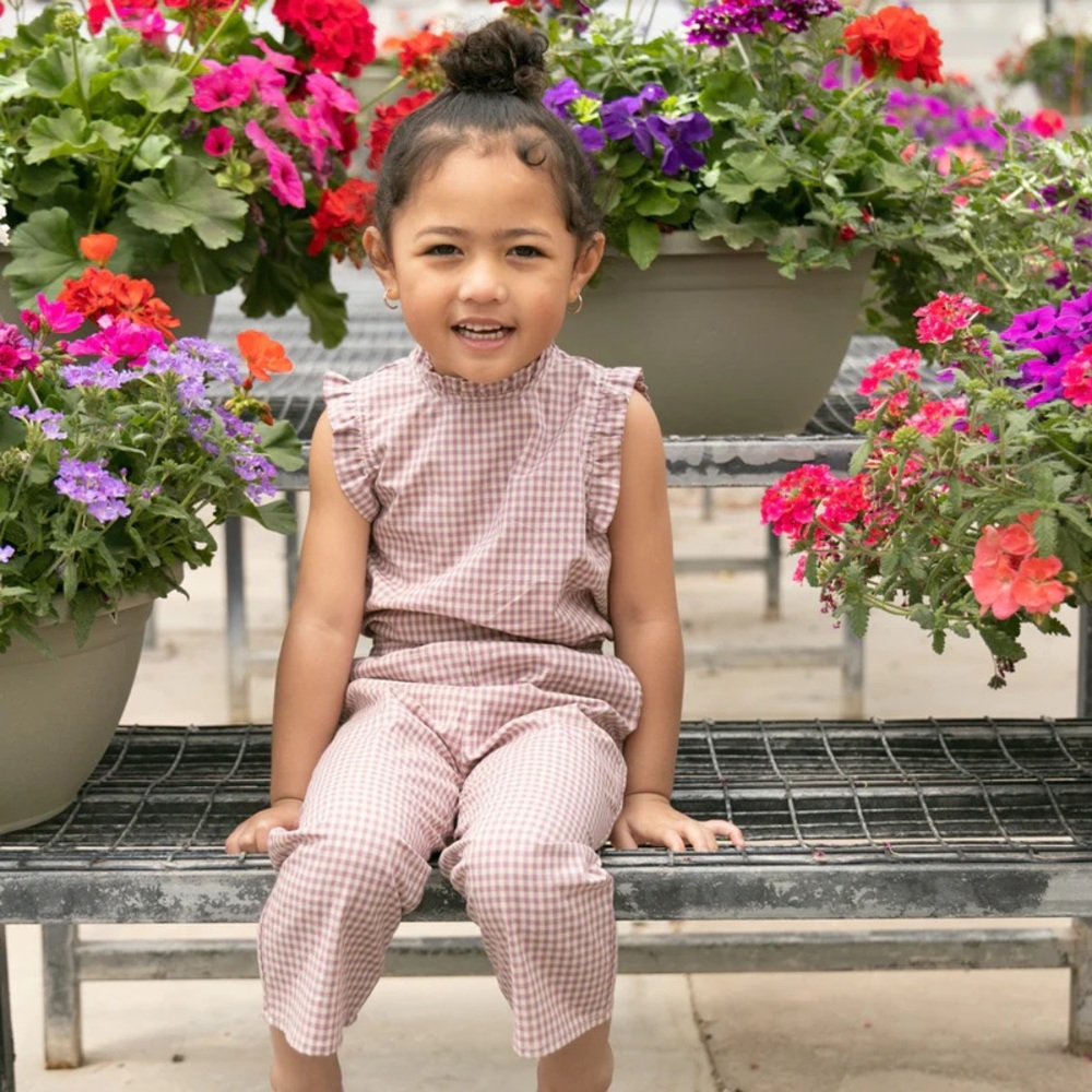 Super cute matching girl checkered set in purple | size 3Y